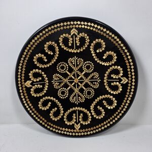 Black and Gold Decorative Round Tray